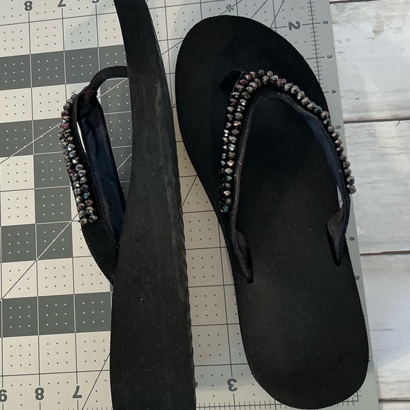 Yellow Box Black Crystal Sandals - Picture 3 of 5